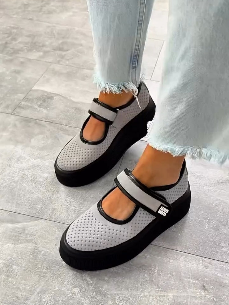 Mesh Platform Mary Jane Shoes