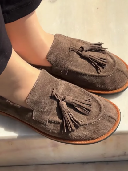 Suede Fringe Pendant Flats