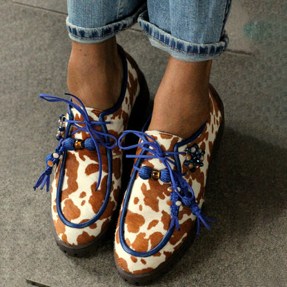 Faux Fur Beaded Round-toe Loafers