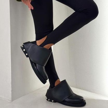 Fashion Round Head Studded Boots