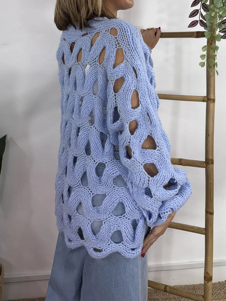 Casual Hollow Out Long Sleeve Sweater