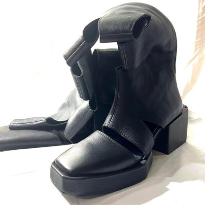 Thick Heel Cutout Over-the-Knee Boots