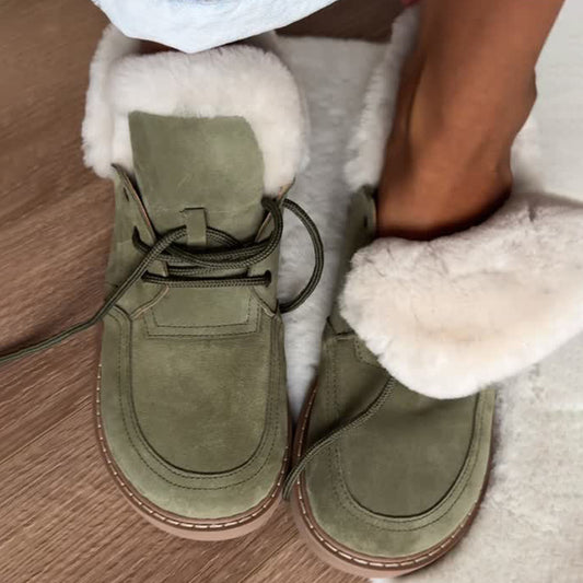Flat Round Toe Fleece Snow Boots