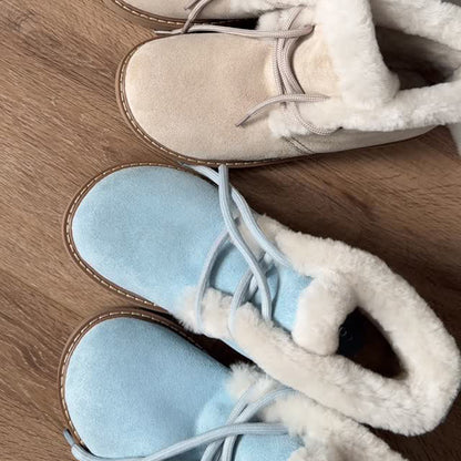 Fleece-lined Round-toe Winter Boots Flats