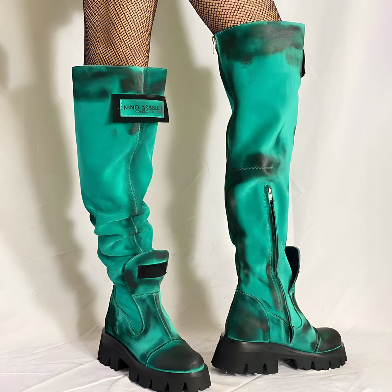 Zip Up Thick-soled Over-the-knee Boots