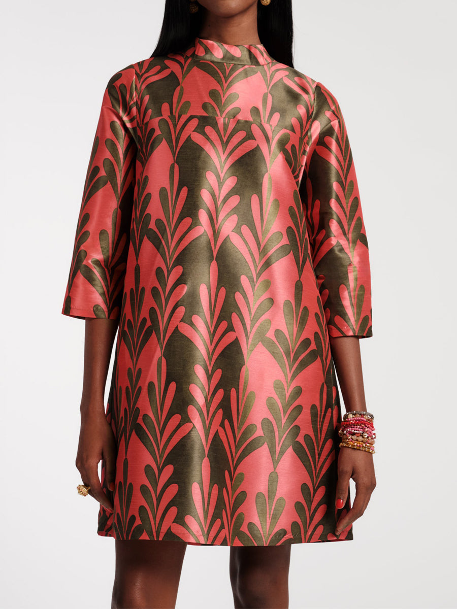 Elegant Print Back Bow Dress