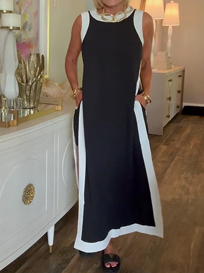 Color Block Sleeveless Maxi Dress & Shorts