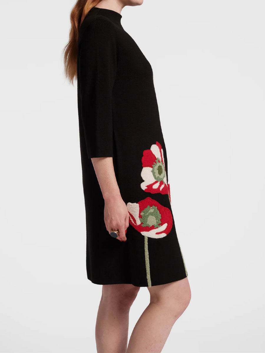 Three-fourths Length Sleeves Embroidered Appliques Dress