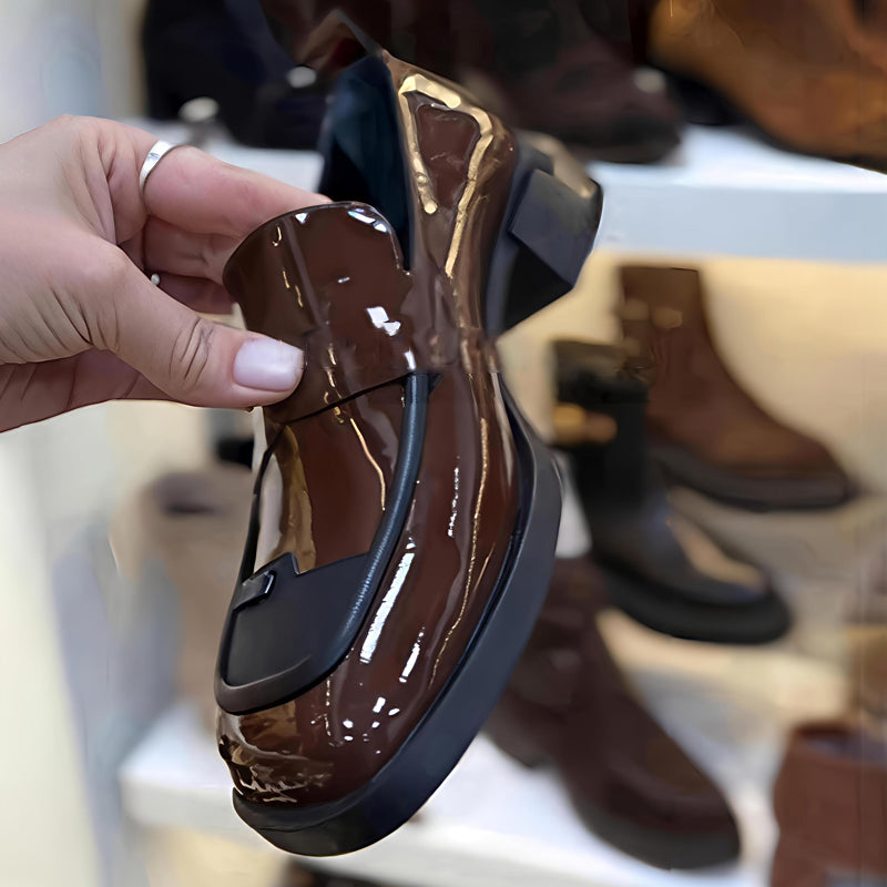 Patchwork Square Heeled Loafers