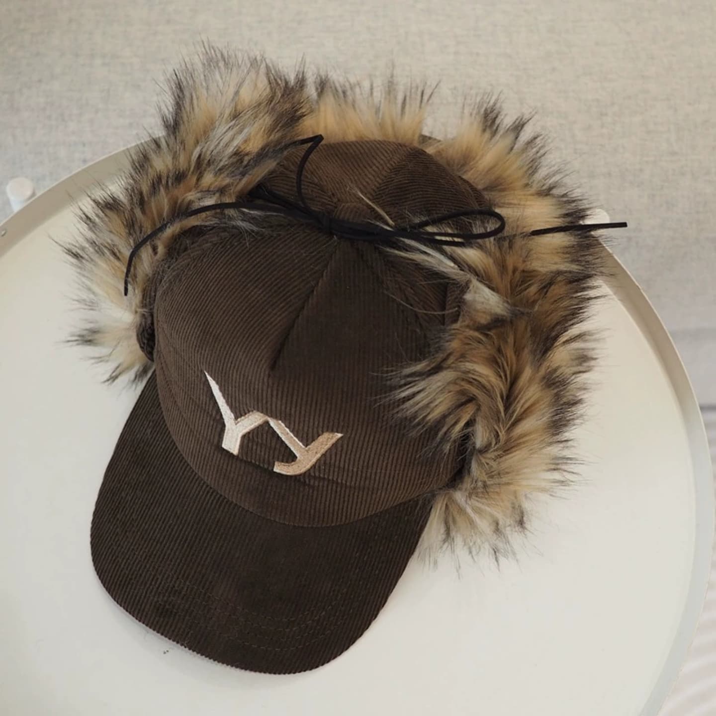 Yy Letter Embroidered Corduroy Baseball Cap