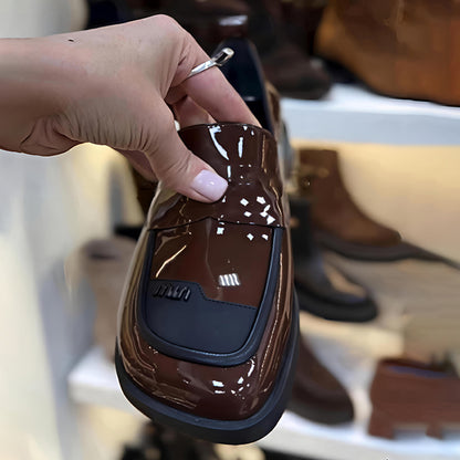 Patchwork Square Heeled Loafers