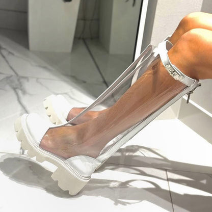 Fashion See-through Platform Boots