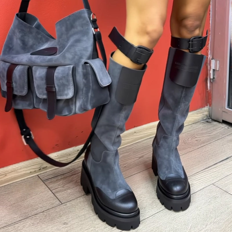 Color Block Platform Boots