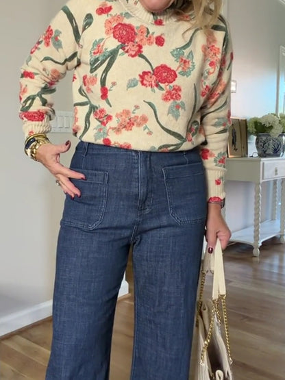 Floral Print Knitted Two Pieces Dress