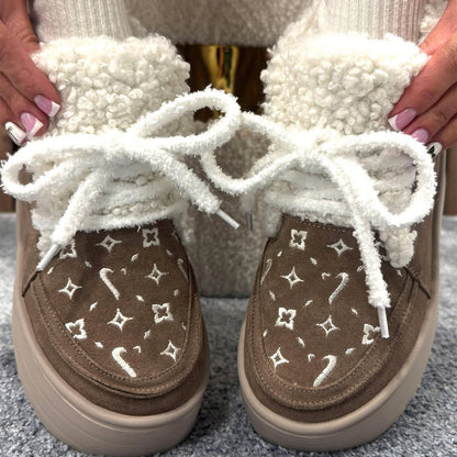 Platform Fleece Lace-Up Snow Boots