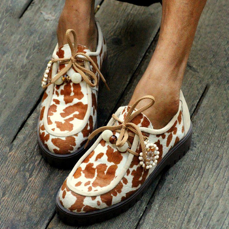 Faux Fur Beaded Round-toe Loafers