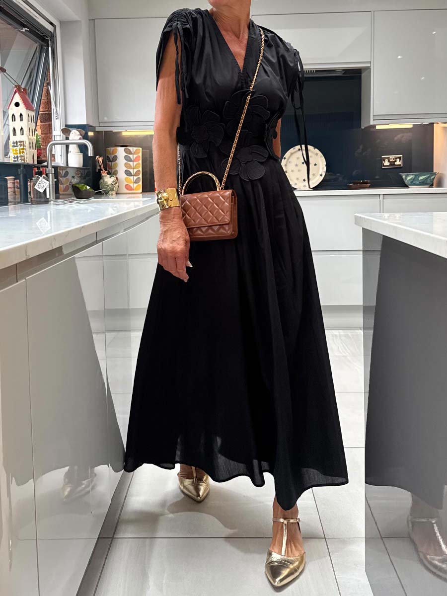 Elegant V-neck 3D Floral Dress