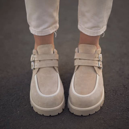 Vintage Slip-On Loafers Platform-Sole Strap Shoes