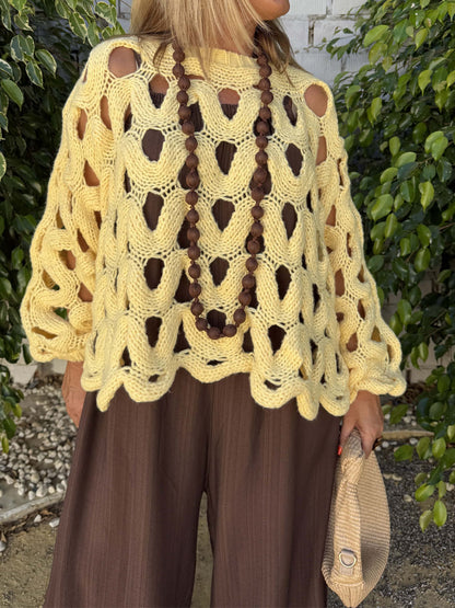 Casual Hollow Out Long Sleeve Sweater