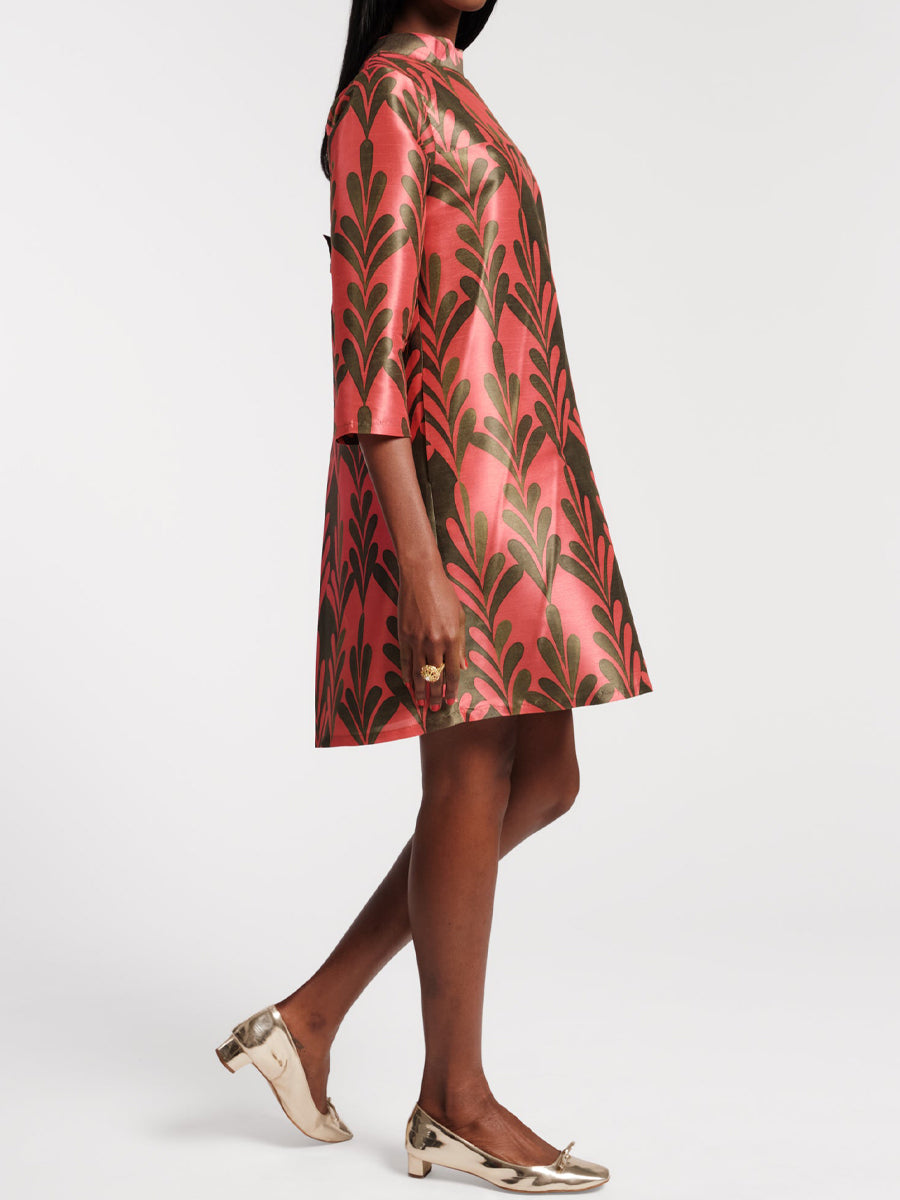 Elegant Print Back Bow Dress