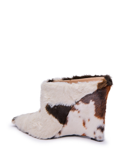 Cow Plush Platform Wedges