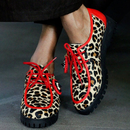 Faux Fur Beaded Round-toe Loafers