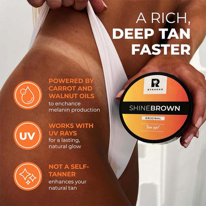 Shine Brown Tan Accelerator Cream Outdoor Sun or Indoor Tanning Oil or Tanning Bed Lotion