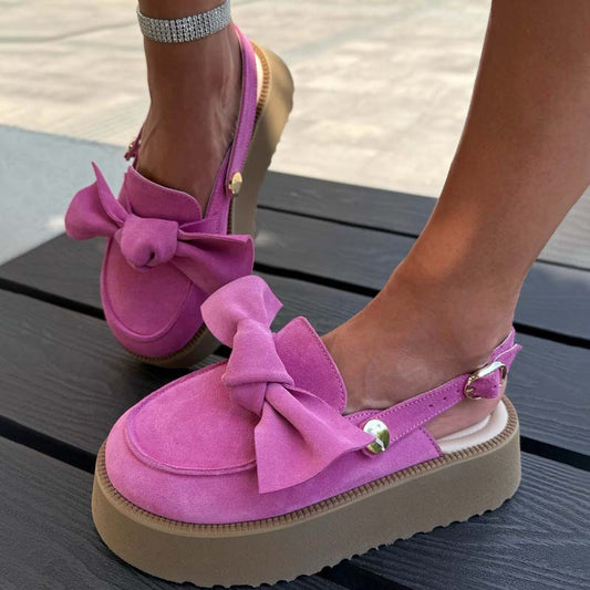 Platform Round Toe Bow Sandals