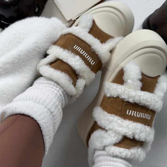 Velvet Vintage Colorblock Platform Sports Casual Shoes