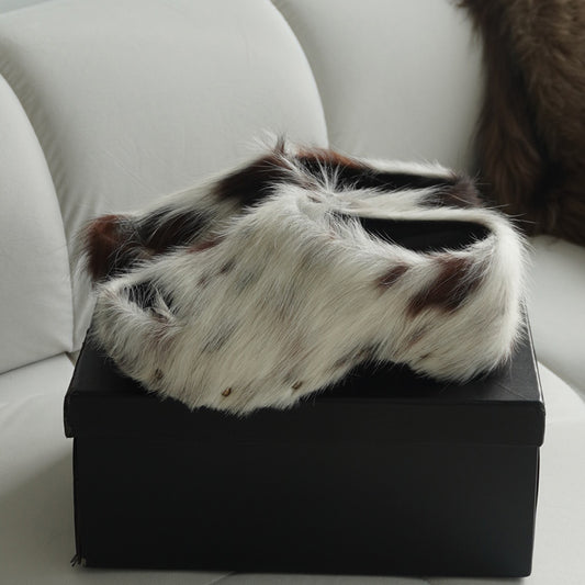 Long-Hair Chunky Slip on Shoes