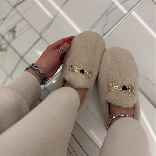 Imitation Mink Wool Flat Warm Pedal Slip-on Shoes