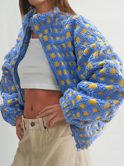 Lamb Wool Plaid Fashion Casual Loose Coat