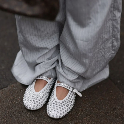 Rhinestone Studded Flat Comfortable Ballet Shoes
