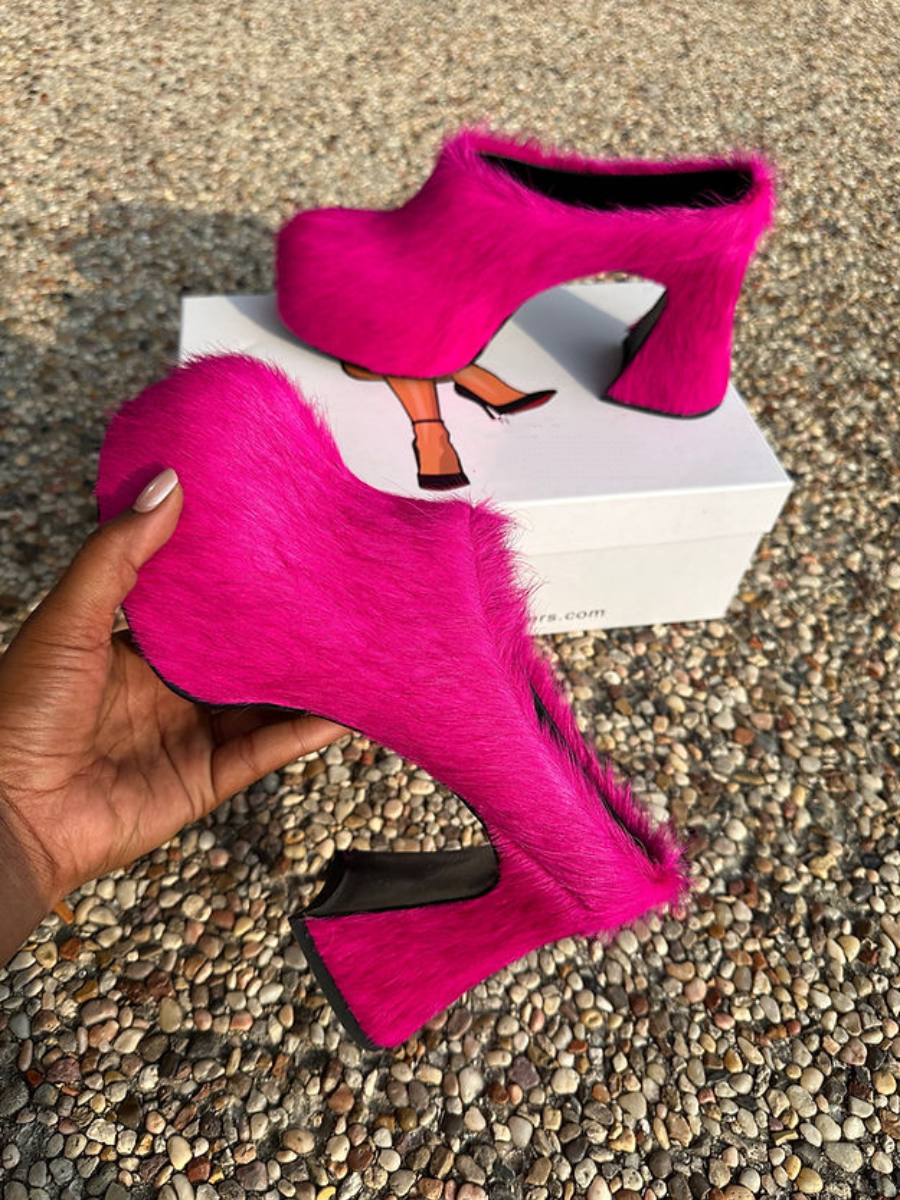 Fur Thick Heel Shoes
