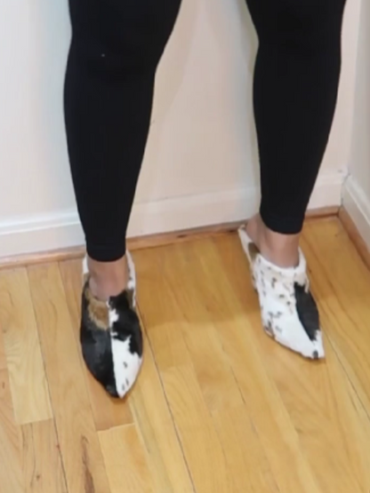 Cow Plush Platform Wedges