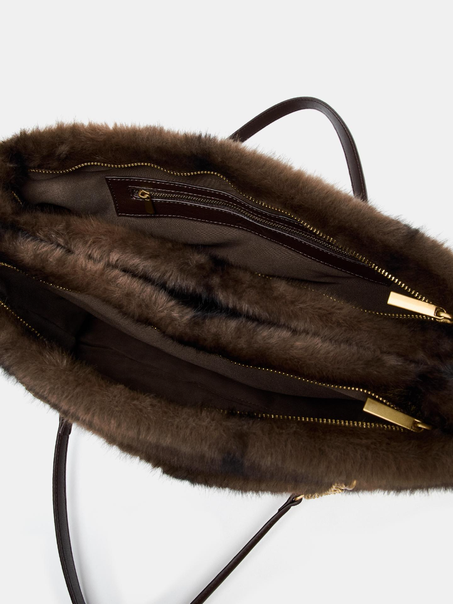 Plush Gold Chain Shoulder Bag