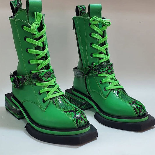 Irregular Sole Belt Buckle Martin Boots