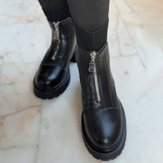 Zip Up Thick Sole Sock Boots