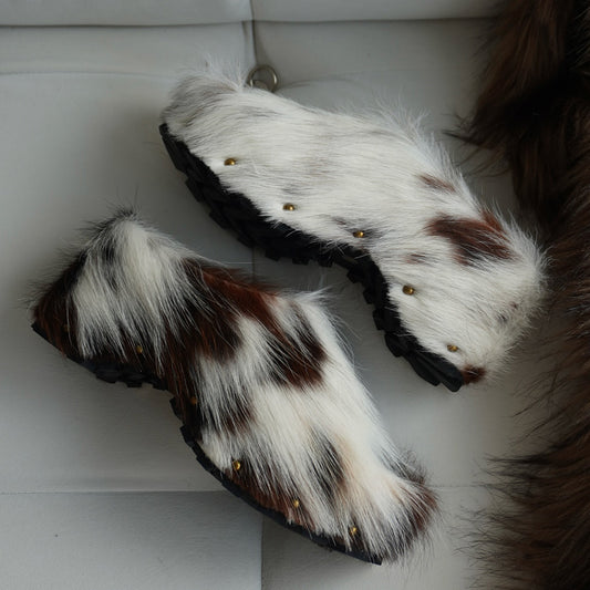 Long-Hair Chunky Slip on Shoes