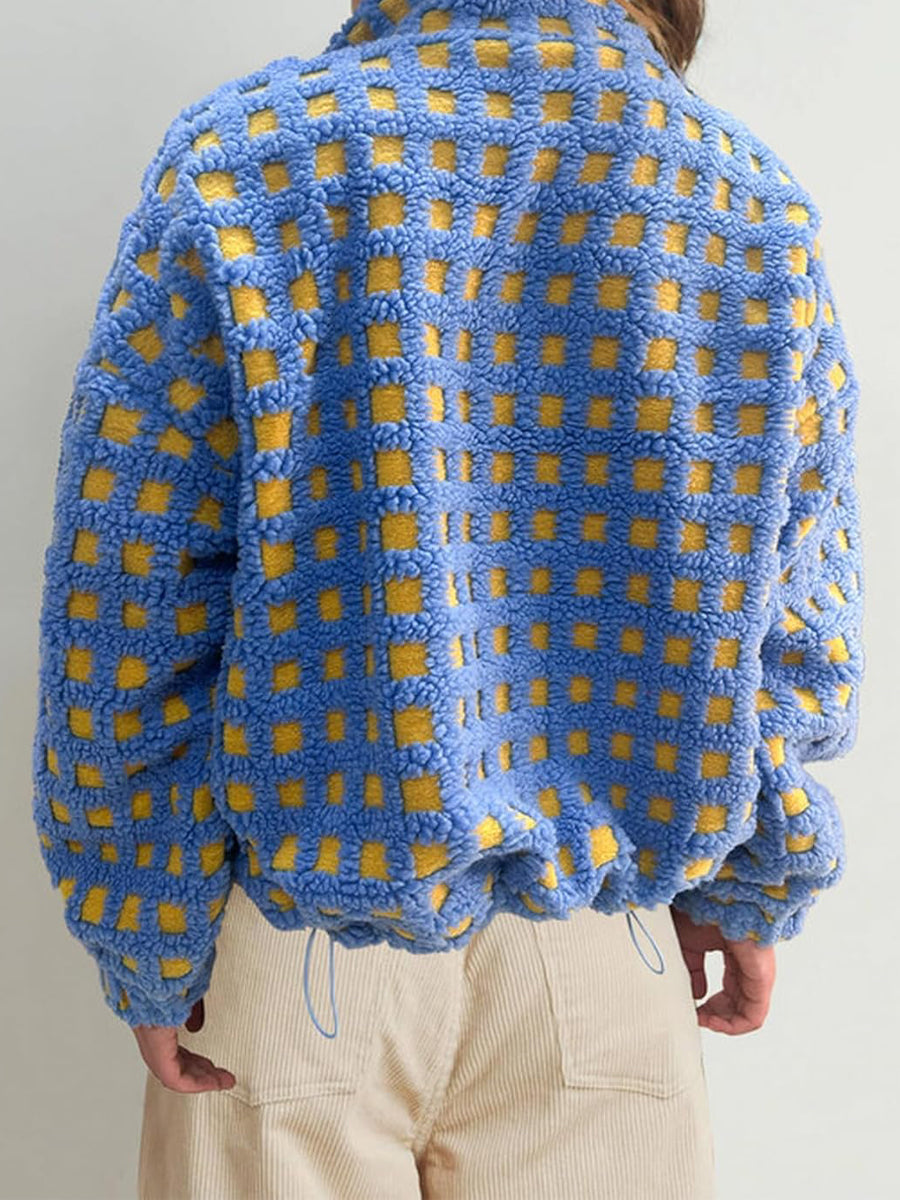 Lamb Wool Plaid Fashion Casual Loose Coat