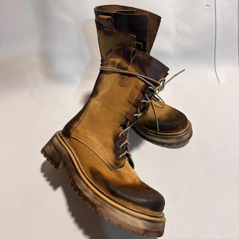 Thick-soled Belt Buckle Embellished Martin Boots