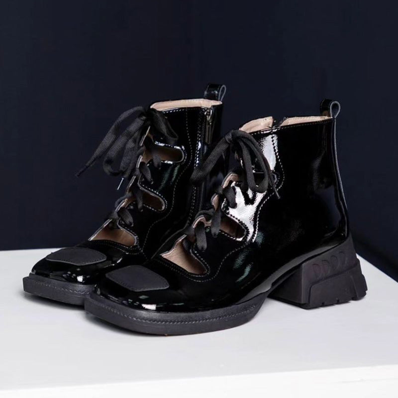 Square Toe Platform Stylish Lace-Up Boots