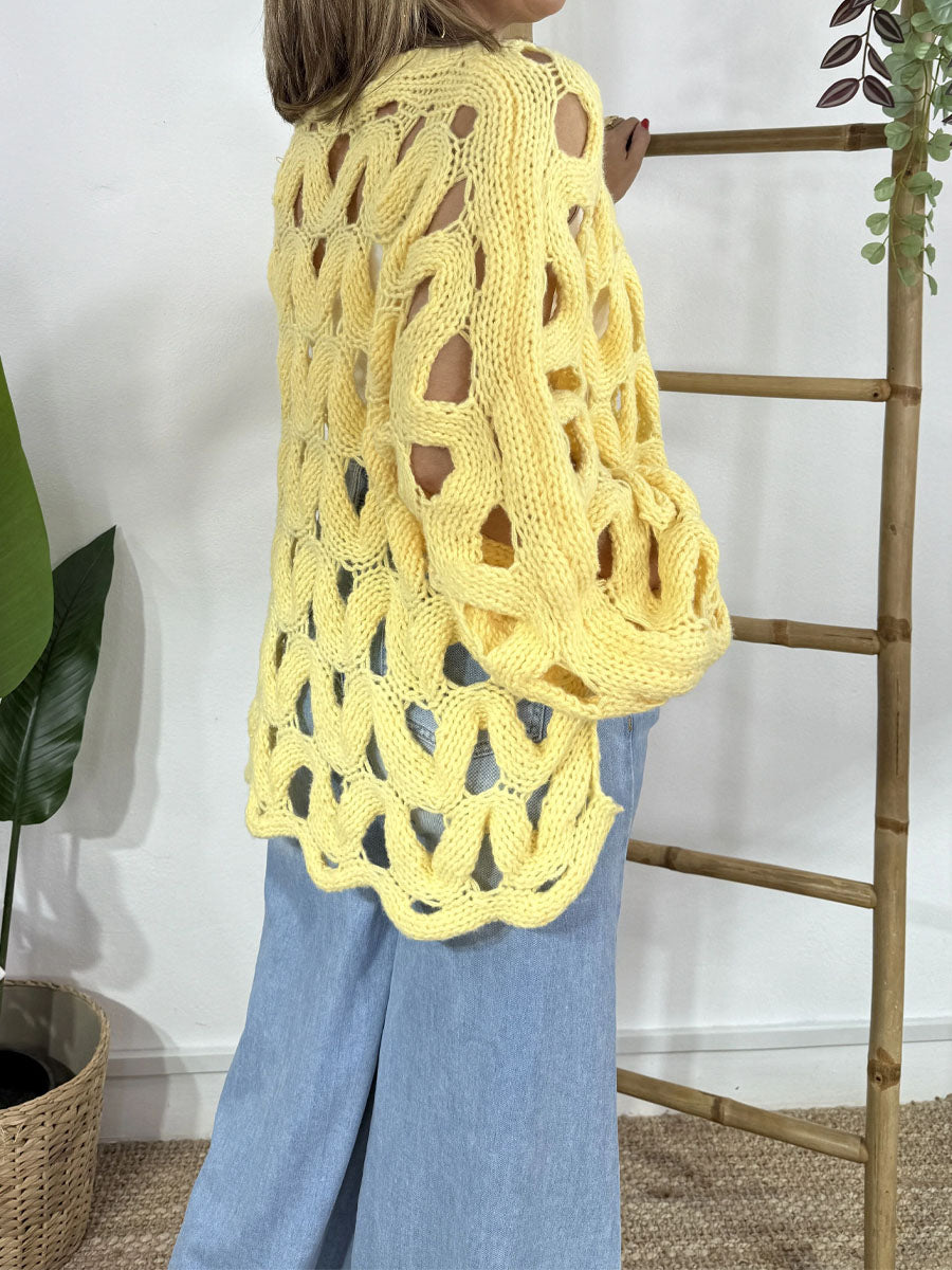 Casual Hollow Out Long Sleeve Sweater