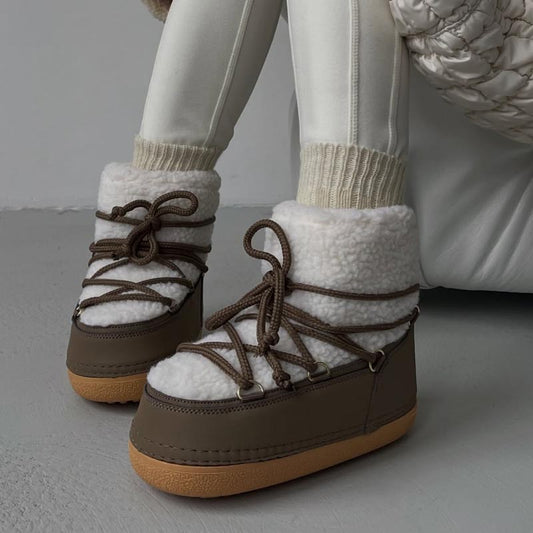 Thick-soled Cross-strap Velvet Padded Warm Snow Boots