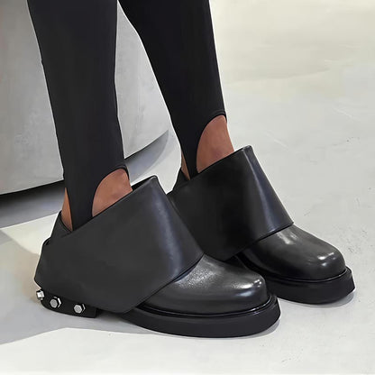 Fashion Round Head Studded Boots