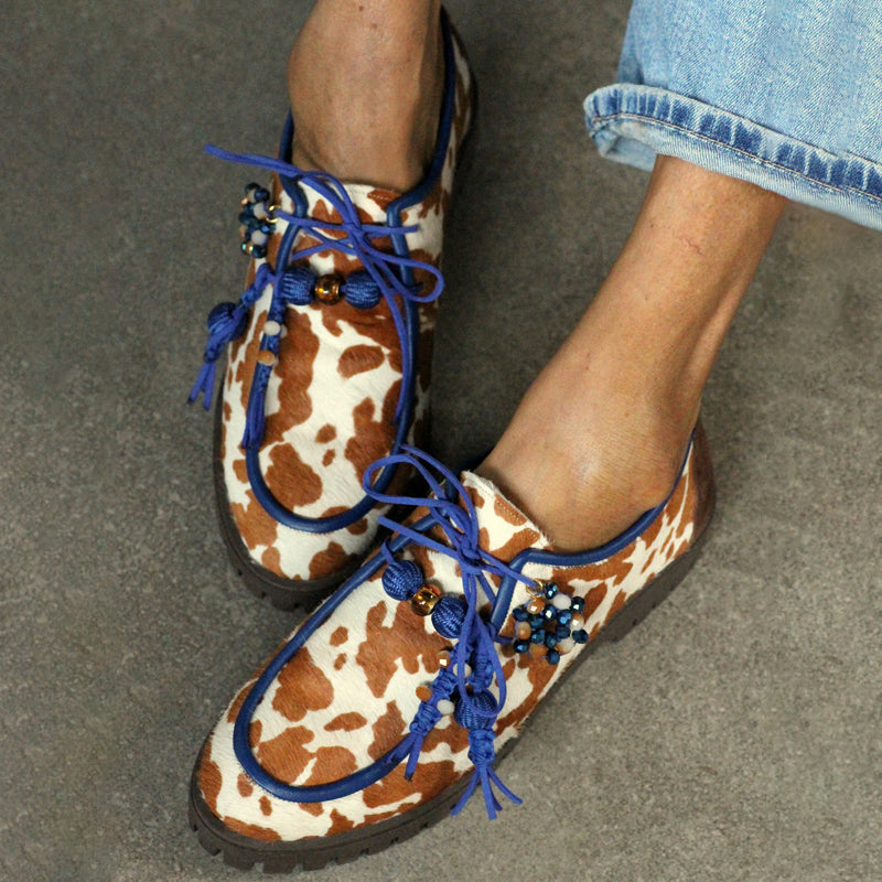 Faux Fur Beaded Round-toe Loafers