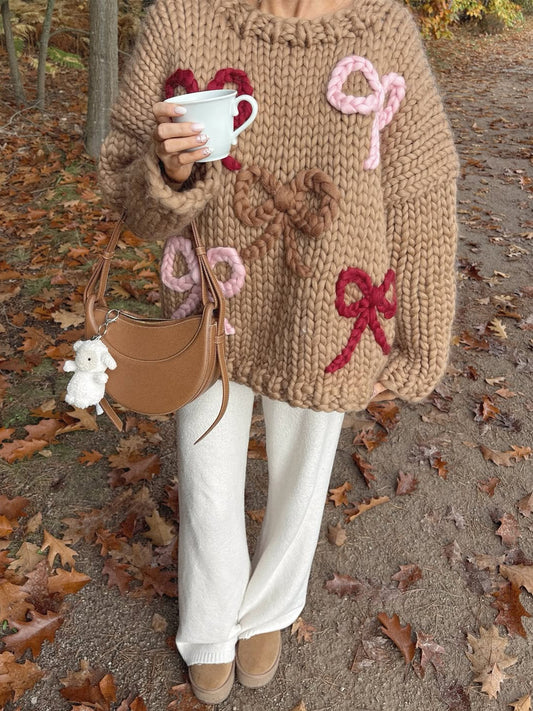 Large Bows Chunky Knit Sweater
