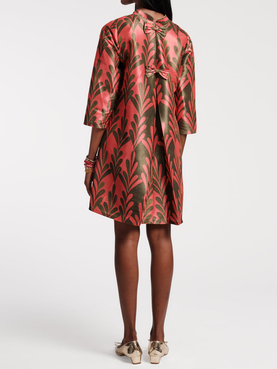 Elegant Print Back Bow Dress