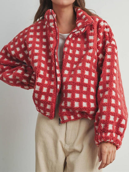 Lamb Wool Plaid Fashion Casual Loose Coat