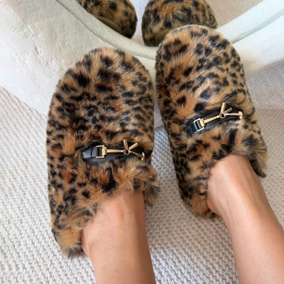 Fleece-lined Platform Slippers With Imitation Mink Hair